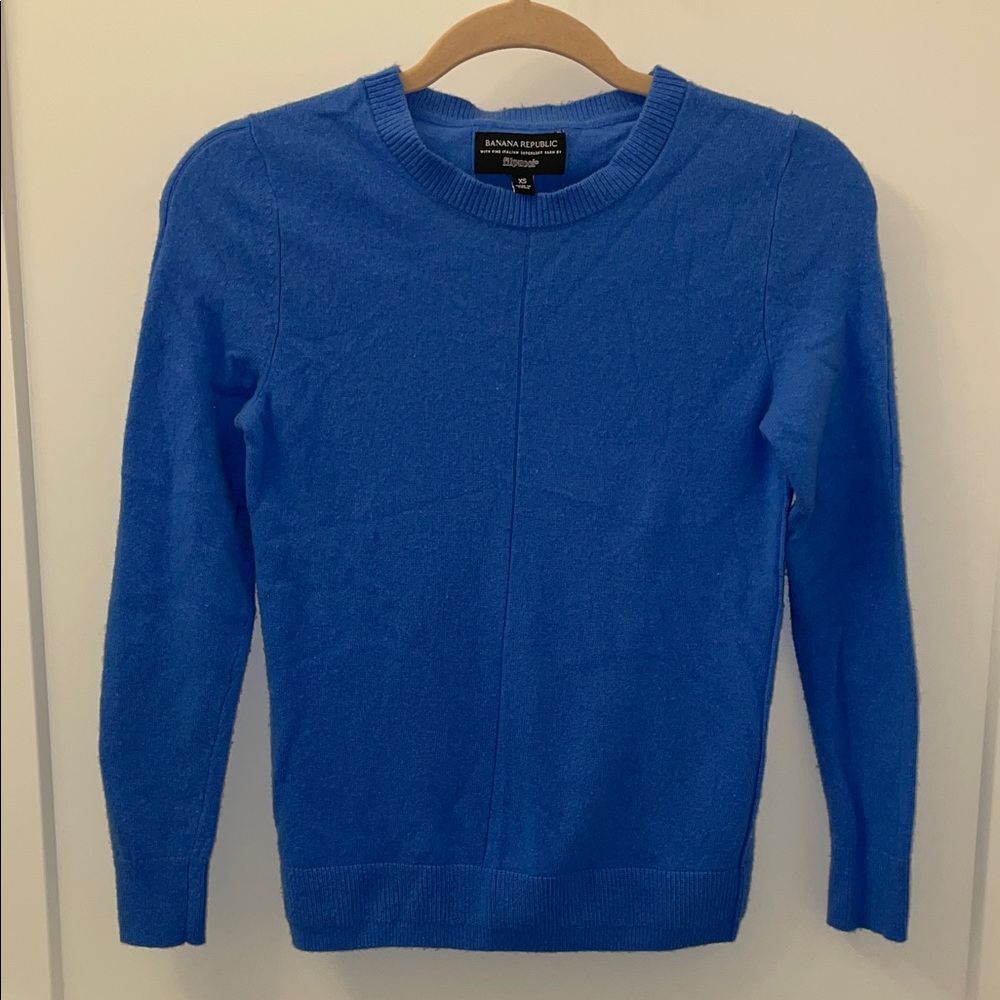 Cerulean Merino Wool and Cashmere Banana Republic Crewneck Sweater